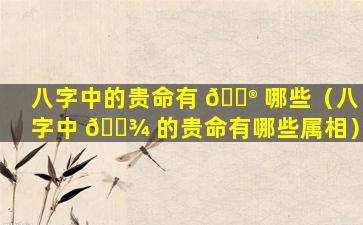 八字中的贵命有 💮 哪些（八字中 🌾 的贵命有哪些属相）